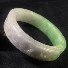 Load image into Gallery viewer, 10% OFF- 57/58/59 mm Certified Natural 3 Color Jadeite Emerald A*Jade HandCarved Ruyi Flower Bangle A034