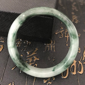 10% OFF- 54/55/56 mm Certified Natural Light Green Jadeite Emerald A*Jade HandCarved Ruyi Bangle A1940