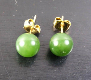 10% OFF- 2 pcs-Certified Natural Jadeite Emerald A*Jade Handcarved A Pair of Vintage 1950'S 14KT Gold Curtis Creation Jade Earrings