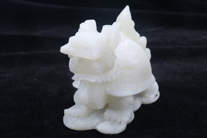 4.72''/120mm L-Chinese Genuine Natural White Jade Handcarved Lucky Auspicious Statue