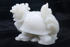 4.72''/120mm L-Chinese Genuine Natural White Jade Handcarved Lucky Auspicious Statue