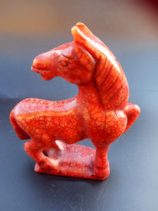 4.57''H-Chinese Antique Genuine Natural Red Jade HandCarved Lucky Horse Statue