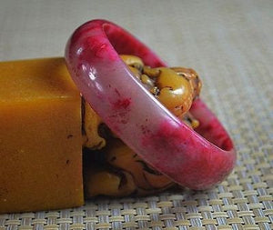 10% OFF- 57/58/59 mm Certified Natural Red Peach Blossom Emerald A*Jade Handcarved Bangle X32