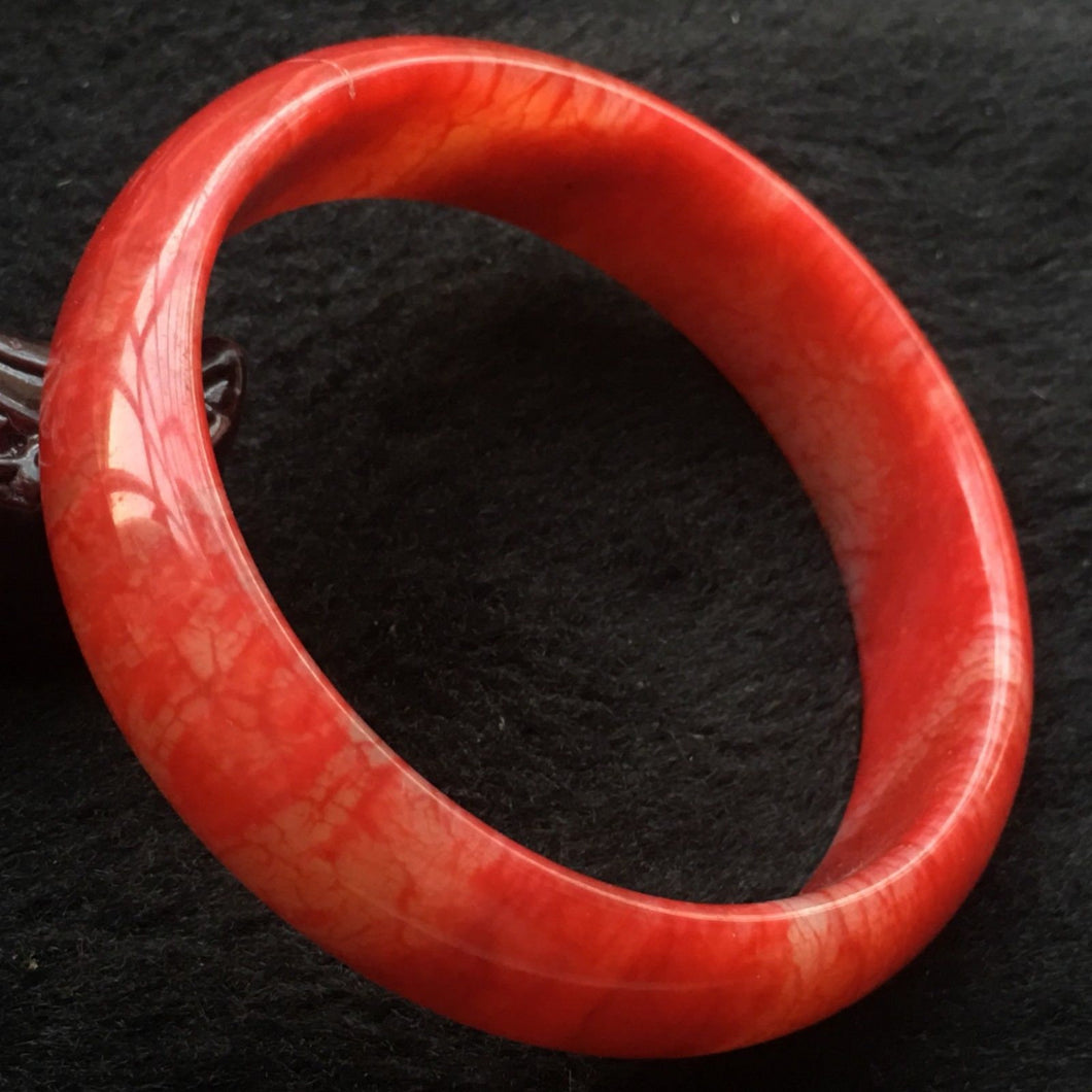 10% OFF- 57/58/59 mm Certified Natural Red Emerald A*Jade Handcarved Bangle X023