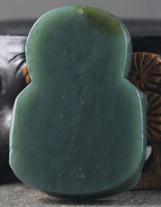 10% OFF- Certified Natural Emerald A*Jade Handcarved Guangong Pendant NO.X132