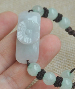 10% OFF- 160 mm Certified Natural Jadeite Emerald Jade Handcarved Flower Bracelet《Grade A》9561