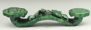 14.7in/37cm H- Chinese Genuine Natural Green Jade HandCarved Big Ruyi Statue NO.B387