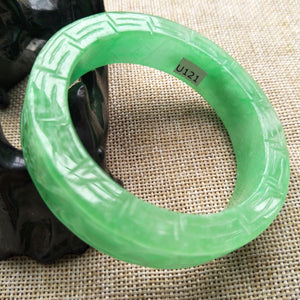 10% OFF- 55/56/57 mm Certified Natural Jadeite Emerald A*Jade Handcarved Bangle U121