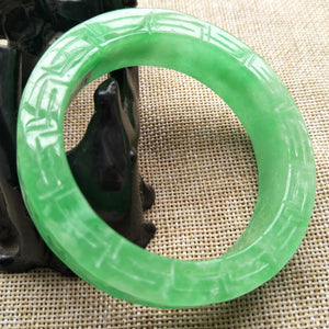 10% OFF- 55/56/57 mm Certified Natural Jadeite Emerald A*Jade Handcarved Bangle U121