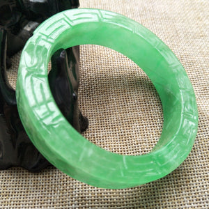 10% OFF- 55/56/57 mm Certified Natural Jadeite Emerald A*Jade Handcarved Bangle U121