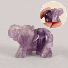 Load image into Gallery viewer, A Pair of Chinese Genuine Natural Purple Jade HandCarved Elephant Feng Shui Statues (2pcs)