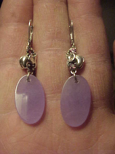 10% OFF- 2 pcs Certified Natural Lavender Jadeite Emerald A*Jade HandCarved A Pair of Lucky Oval Disc Jade HSN Amethyst Earrings