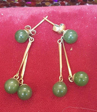 Load image into Gallery viewer, 10% OFF- 2 pcs Certified Natural Lavender Jadeite Emerald A*Jade HandCarved A Pair of Lucky Jade Dangle Earrings