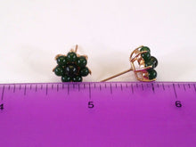 Load image into Gallery viewer, 10% OFF- 2 pcs Certified Natural Jadeite Emerald A*Jade Handcarved A Pair of Lucky VTG Green Jade Flower Cluster Earrings