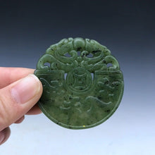 Load image into Gallery viewer, 10% OFF- Certified Natural Green Jadeite Emerald Jade HandCarved Dragon Pendant《Grade A》e76