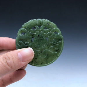 10% OFF- Certified Natural Green Jadeite Emerald Jade HandCarved Dragon Pendant《Grade A》e76