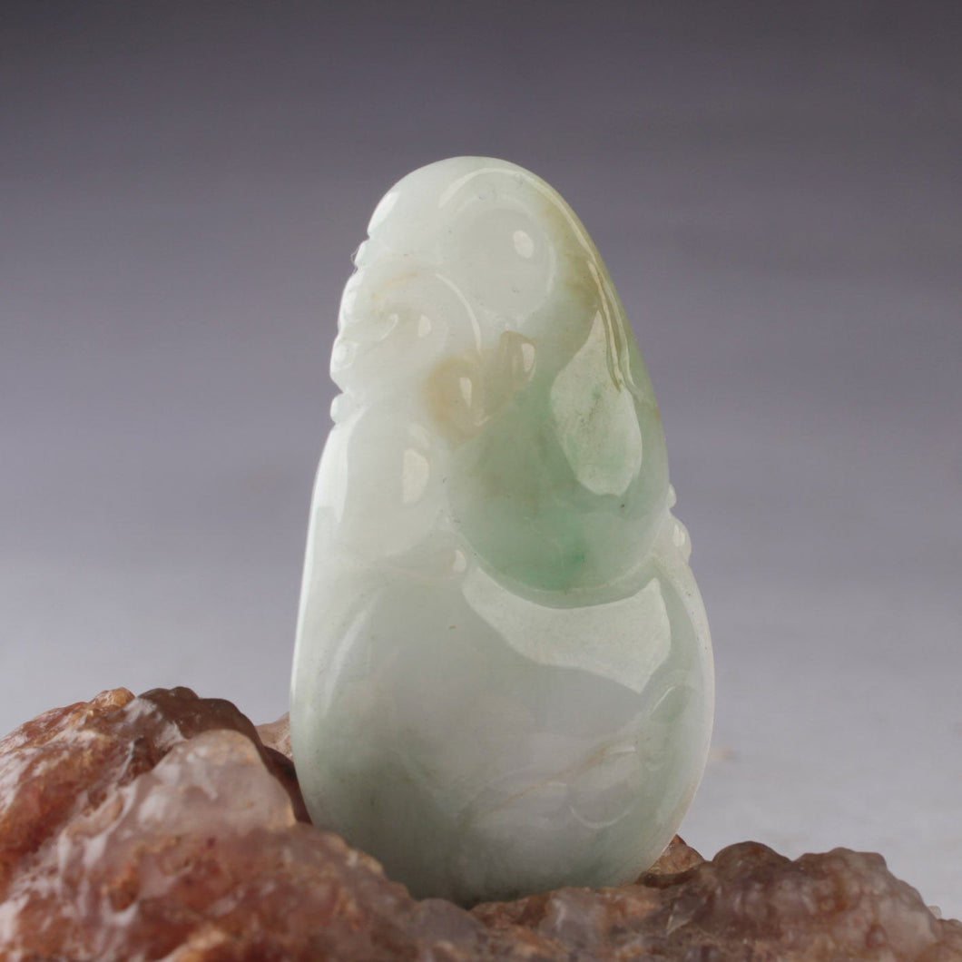 10% OFF- Certified Natural Ice Jadeite Emerald Jade HandCarved Gourd Pendant《Grade A》4499