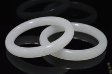 Load image into Gallery viewer, 10% OFF- 58/59/60mm Certified Natural White Jadeite Emerald A*Jade HandCarved Bangle A194089