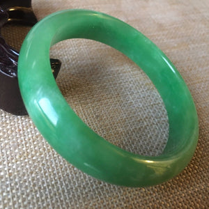 10% OFF- 58/59/60mm Certified Natural Green Jadeite Emerald A*Jade HandCarved Bangle L038