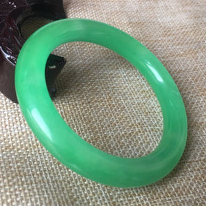 10% OFF- 52/53/54mm Certified Natural Green Jadeite Emerald A*Jade HandCarved Bangle L025