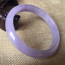 Load image into Gallery viewer, 10% OFF- 54/55/56mm Certified Natural Lavender Jadeite Emerald A*Jade HandCarved Bangle L014