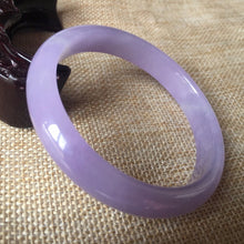 Load image into Gallery viewer, 10% OFF- 54/55/56mm Certified Natural Lavender Jadeite Emerald A*Jade HandCarved Bangle L014