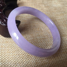 Load image into Gallery viewer, 10% OFF- 54/55/56mm Certified Natural Lavender Jadeite Emerald A*Jade HandCarved Bangle L014