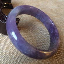 Load image into Gallery viewer, 10% OFF- 53/54/55mm Certified Natural Lavender Jadeite Emerald A*Jade HandCarved Bangle L045