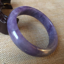 Load image into Gallery viewer, 10% OFF- 53/54/55mm Certified Natural Lavender Jadeite Emerald A*Jade HandCarved Bangle L045