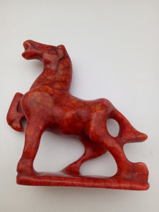 4.4''H-Chinese Antique Genuine Natural Red Jade HandCarved Lucky Horse Statue