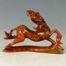 Load image into Gallery viewer, 6.14&#39;&#39;L-Chinese Antique Genuine Natural Red Jade HandCarved Lucky Horse Statue