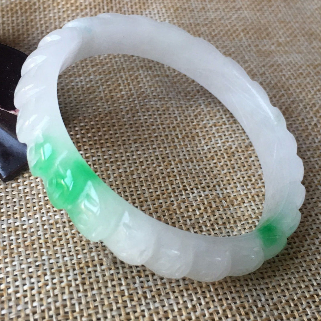 10% OFF- 55/56/57mm Certified Natural Jadeite Emerald A*Jade HandCarved Bangle A09