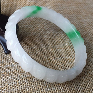 10% OFF- 55/56/57mm Certified Natural Jadeite Emerald A*Jade HandCarved Bangle A09