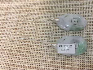 10% OFF- 2 pcs-Certified Natural 3 Color Ice Jadeite Emerald Jade A Pair of Jade Earrings S925 Silver《Grade A》W0317