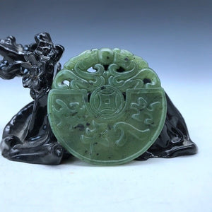 10% OFF- Certified Natural Green Jadeite Emerald Jade HandCarved Dragon Pendant《Grade A》e76