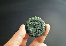 Load image into Gallery viewer, 10% OFF- Certified Natural Green Jadeite Emerald Jade HandCarved Dragon-Phoenix Pendant《Grade A》A88