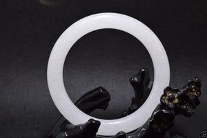 10% OFF- 58/59/60mm Certified Natural White Jadeite Emerald A*Jade HandCarved Bangle A194089