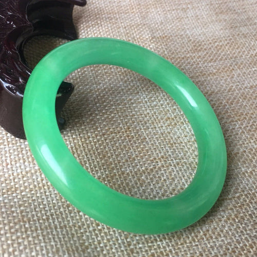 10% OFF- 52/53/54mm Certified Natural Green Jadeite Emerald A*Jade HandCarved Bangle L025