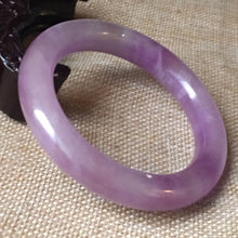 Load image into Gallery viewer, 10% OFF- 54/55/56mm Certified Natural Lavender Jadeite Emerald A*Jade HandCarved Bangle L052