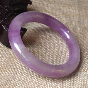 10% OFF- 54/55/56mm Certified Natural Lavender Jadeite Emerald A*Jade HandCarved Bangle L052