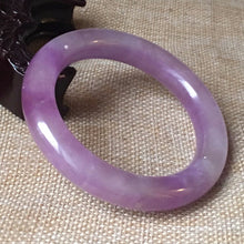 Load image into Gallery viewer, 10% OFF- 54/55/56mm Certified Natural Lavender Jadeite Emerald A*Jade HandCarved Bangle L052