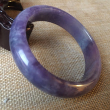 Load image into Gallery viewer, 10% OFF- 53/54/55mm Certified Natural Lavender Jadeite Emerald A*Jade HandCarved Bangle L045