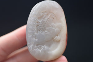 10% OFF- Certified Natural Jadeite Emerald A*Jade Handcarved Horse Dragon Pendant S218