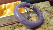 Load image into Gallery viewer, 10% OFF- 52/53mm Certified Natural Lavender Jadeite Emerald A*Jade HandCarved Bangle X201