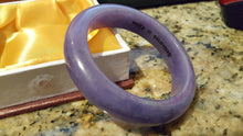 Load image into Gallery viewer, 10% OFF- 52/53mm Certified Natural Lavender Jadeite Emerald A*Jade HandCarved Bangle X201