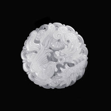 Load image into Gallery viewer, 10% OFF- Certified Natural White Emerald A*Jade HandCarved Dragon-Phoenix Pendant A88