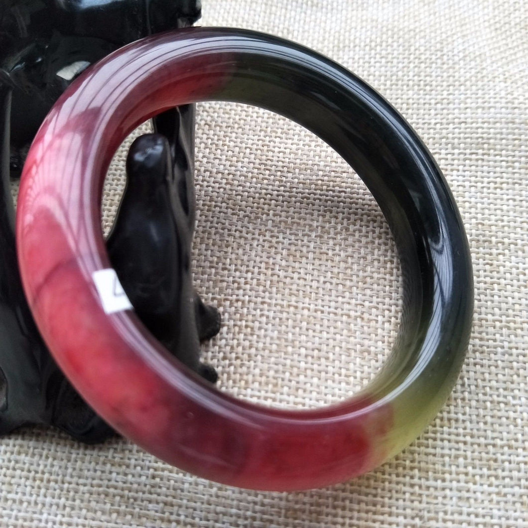 10% OFF- 55/56/57mm Certified Natural Icy 3 Color Jadeite Emerald A*Jade HandCarved Bangle F107