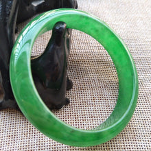 Load image into Gallery viewer, 10% OFF- 53/54/55mm Certified Natural Icy Jadeite Emerald A*Jade HandCarved Bangle A228