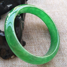 Load image into Gallery viewer, 10% OFF- 53/54/55mm Certified Natural Icy Jadeite Emerald A*Jade HandCarved Bangle A228