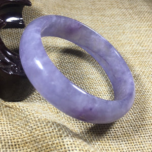 10% OFF- 53/54/55mm Certified Natural Lavender Jadeite Emerald A*Jade Carved Bangle B014